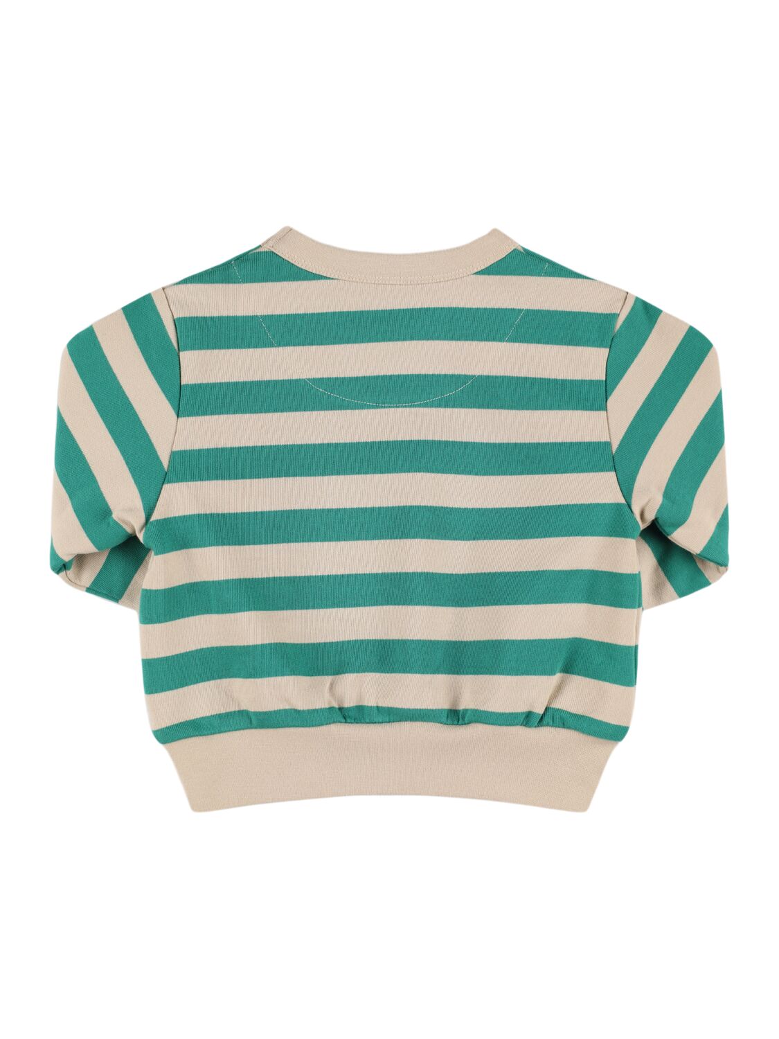 Tiny Cottons Striped Cotton Sweatshirt In Green/beige | ModeSens
