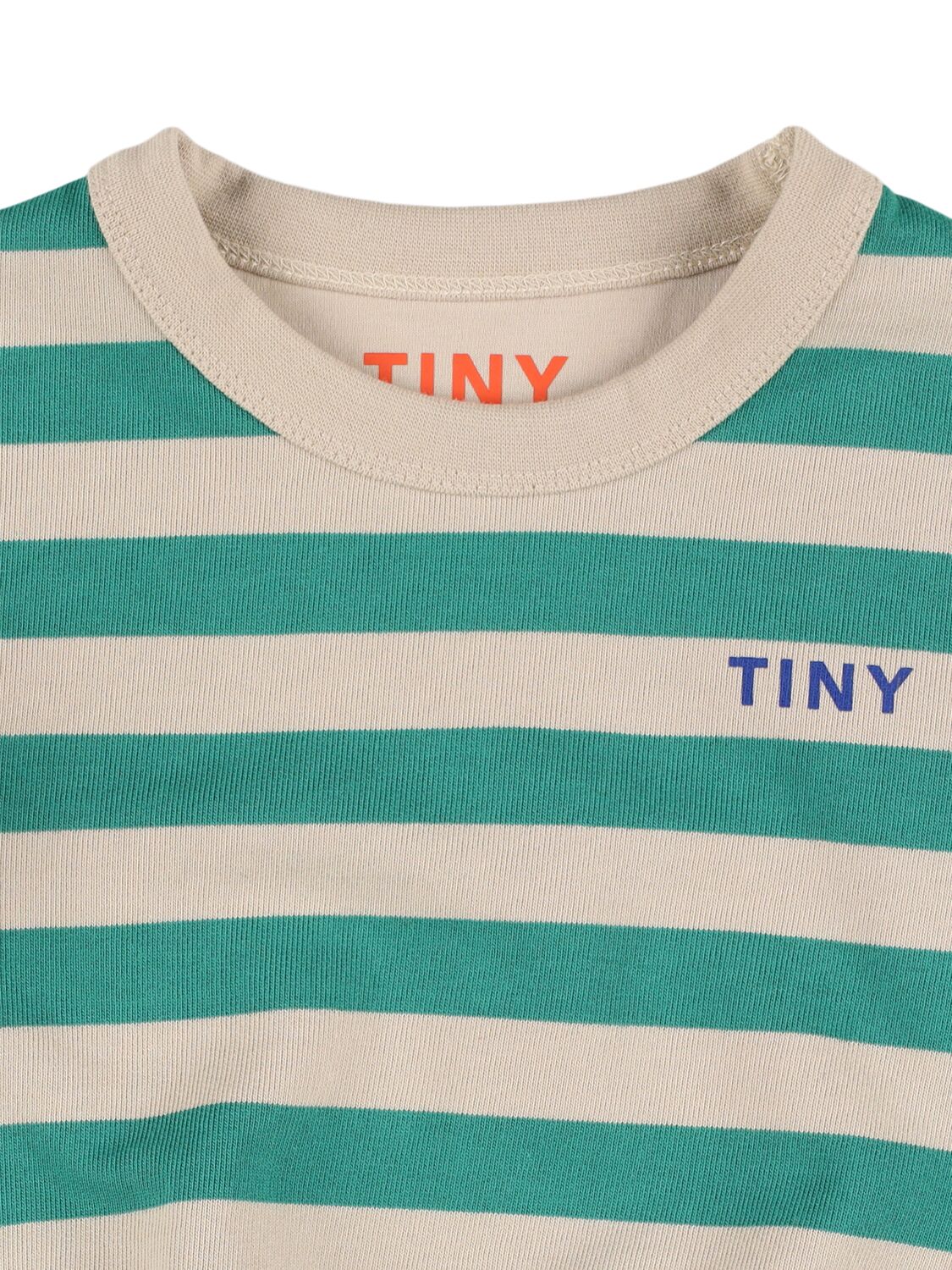 Tiny Cottons Striped Cotton Sweatshirt In Green/beige | ModeSens