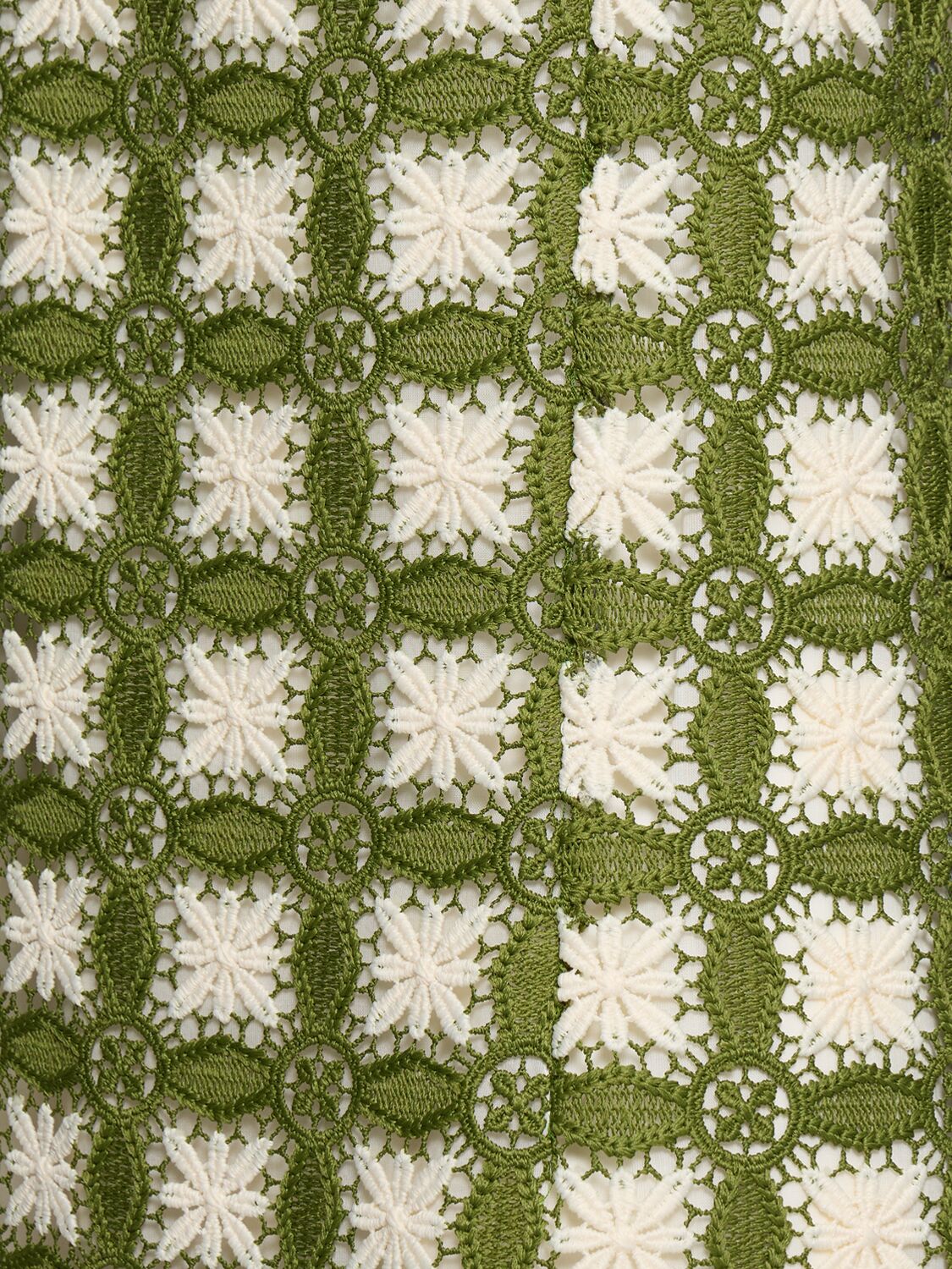 Giambattista Valli Macramé Mini Dress In Ivory/green