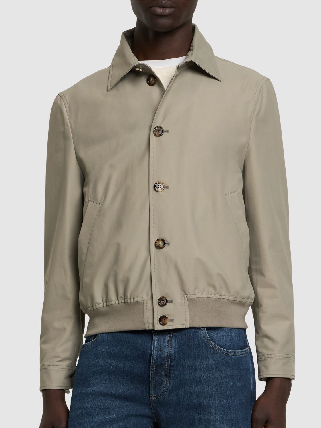 Brunello Cucinelli Cotton-blend Bomber Jacket In Kaky