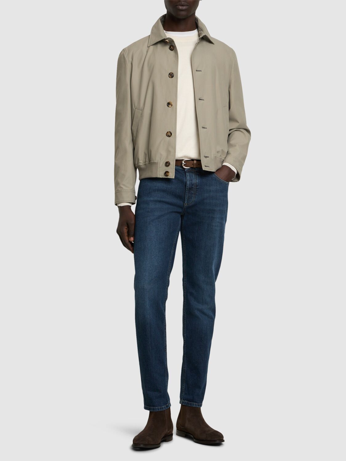 Brunello Cucinelli Cotton-blend Bomber Jacket In Kaky