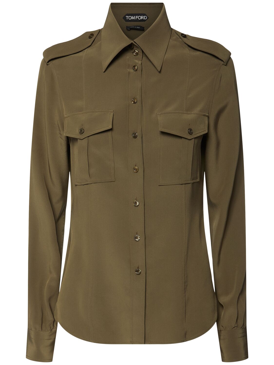 Silk Crepe De Chine Military Shirt