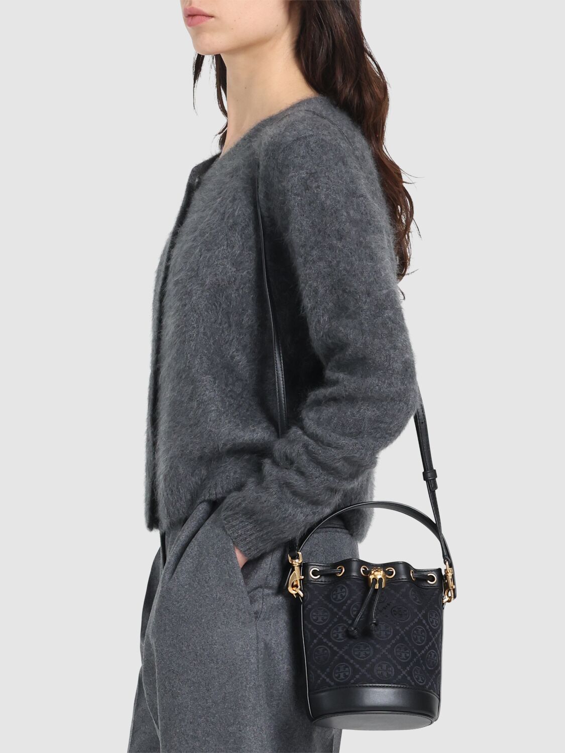 TORY BURCH MINI T MONOGRAM BUCKET BAG 