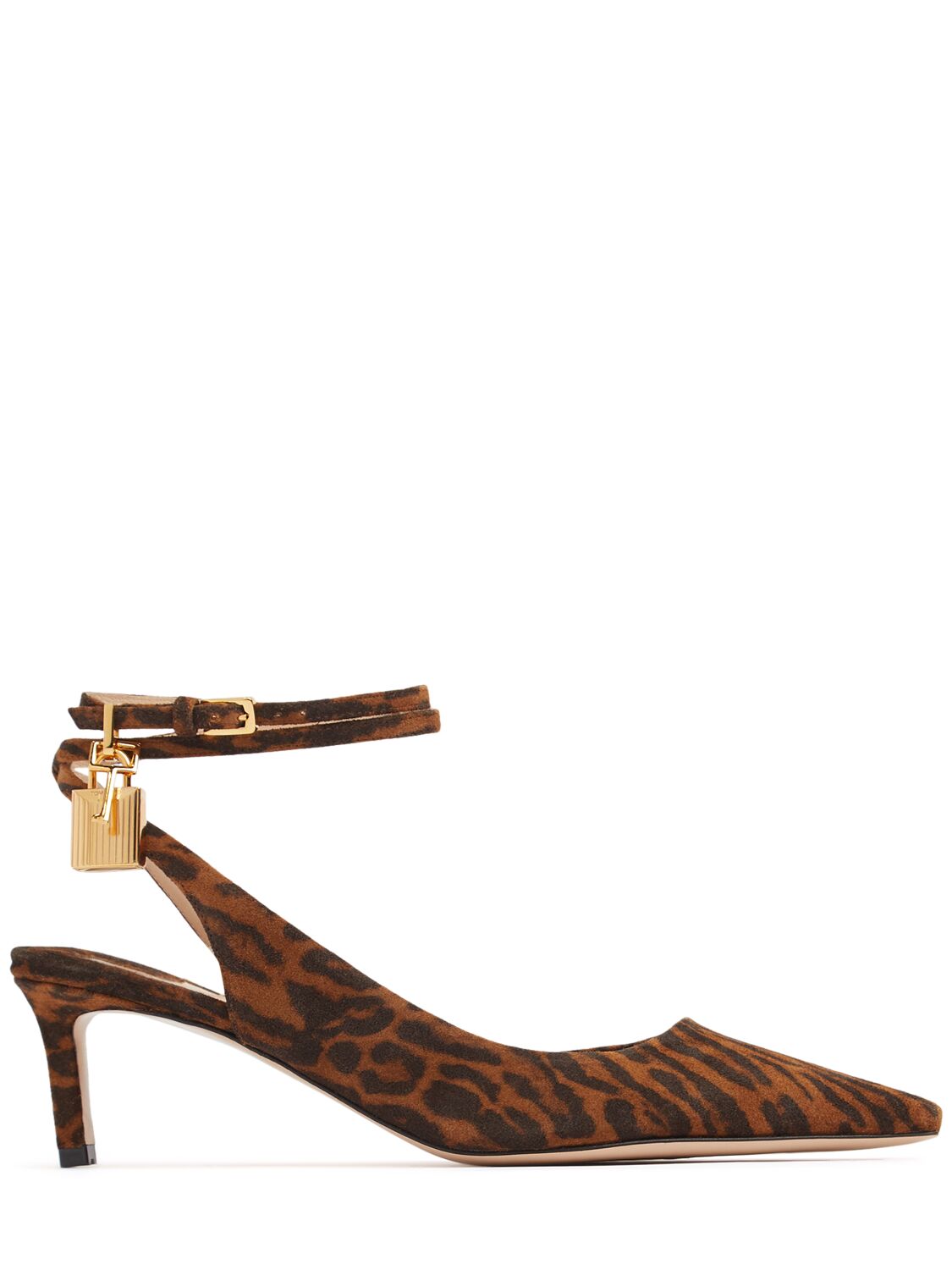 Tom Ford 55mm Leopard Print Suede Slingback Pumps In Brown
