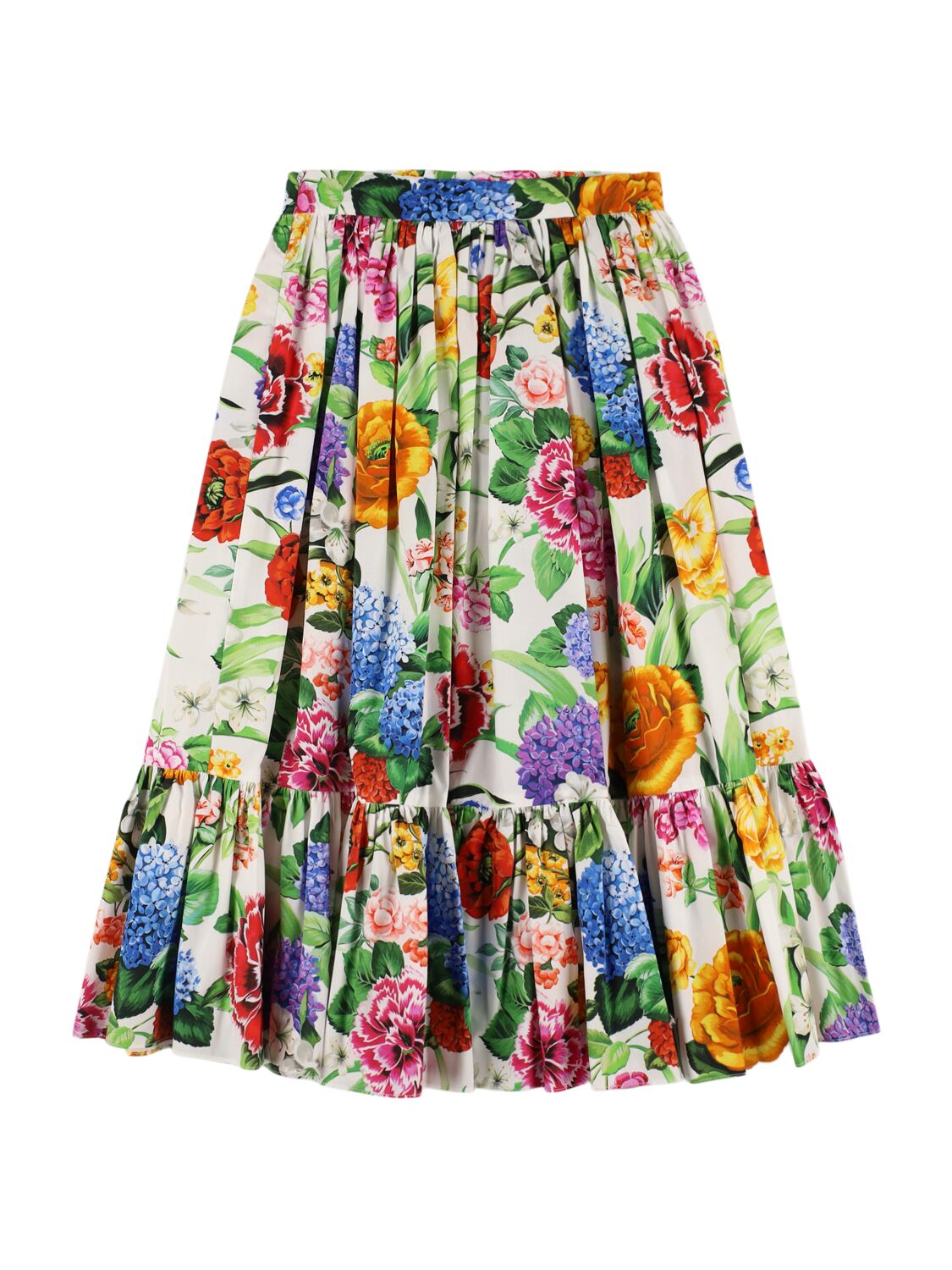 Dolce & Gabbana Printed Cotton Maxi Skirt In Multicolor