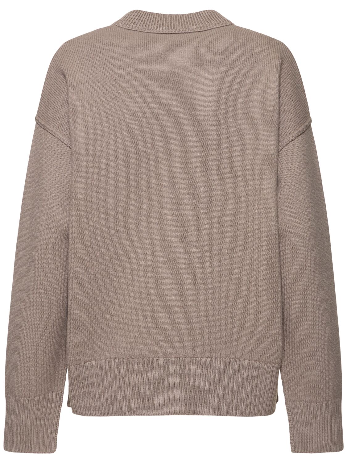 Ami Alexandre Mattiussi Logo Wool Crew Sweater In Grey