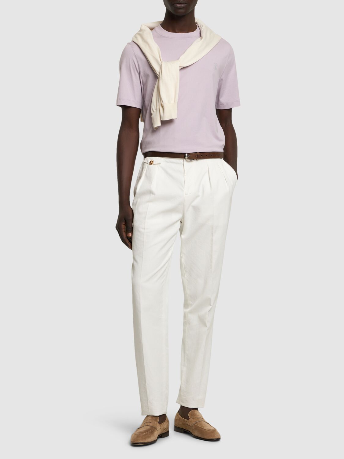 Brunello Cucinelli Cotton Jersey Logo T-shirt In Lavanda