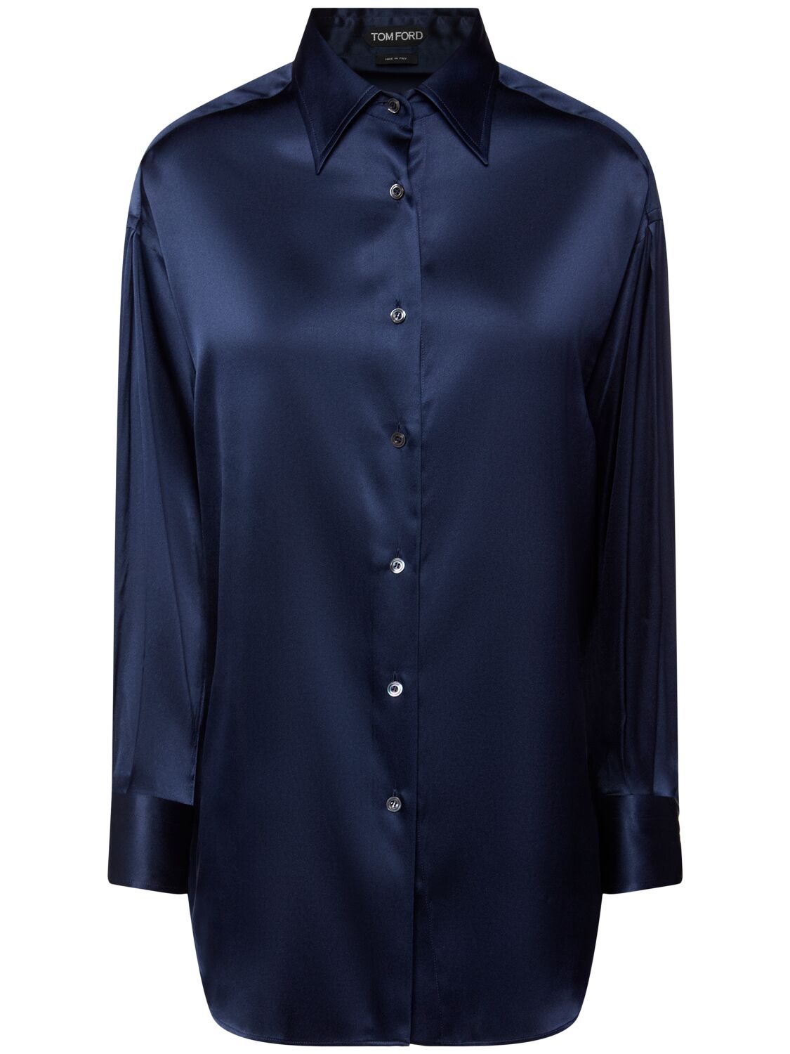 Stretch Silk Satin Relaxed Fit Shirt