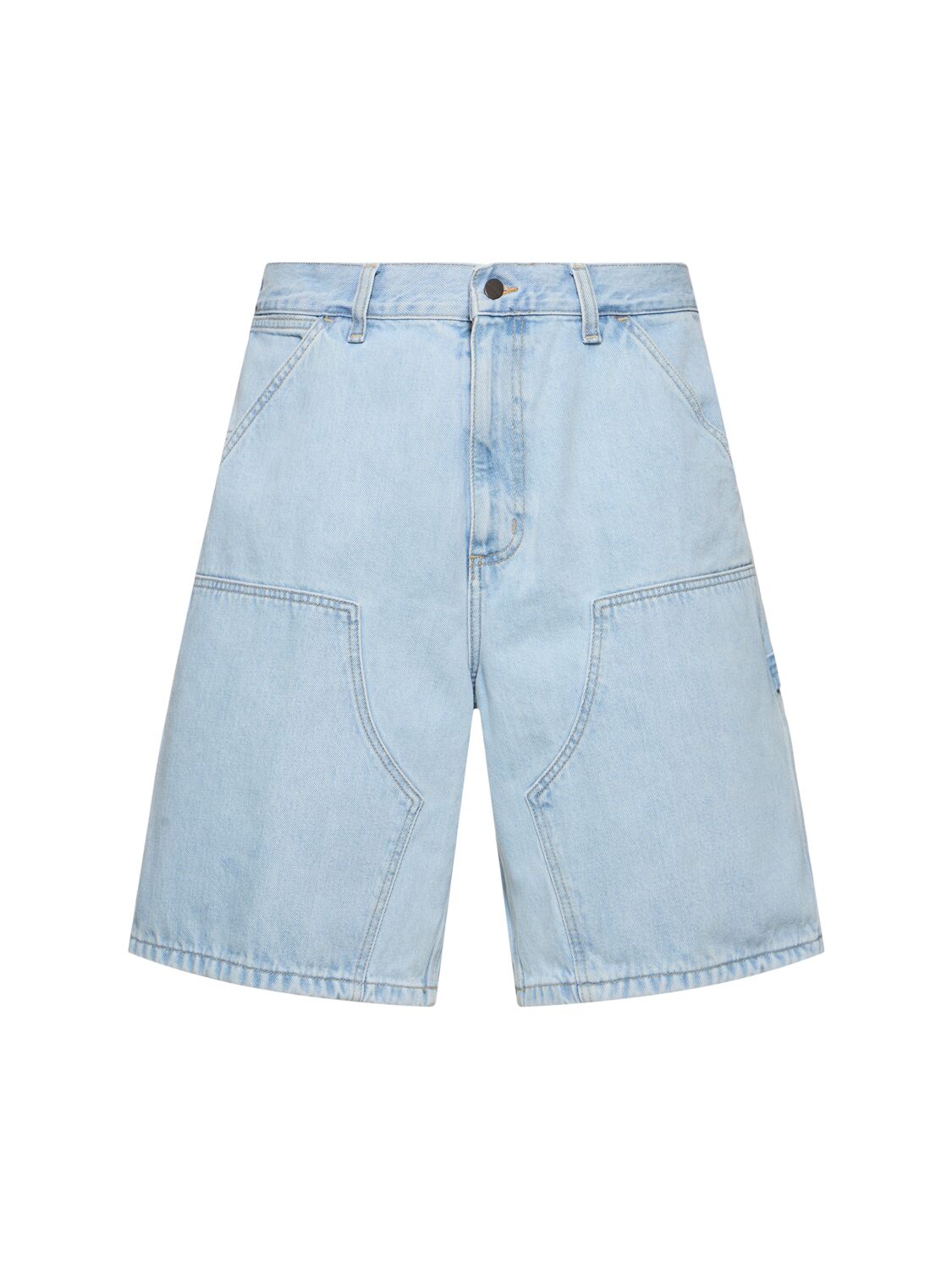 Image of Double Knee Cotton Denim Shorts