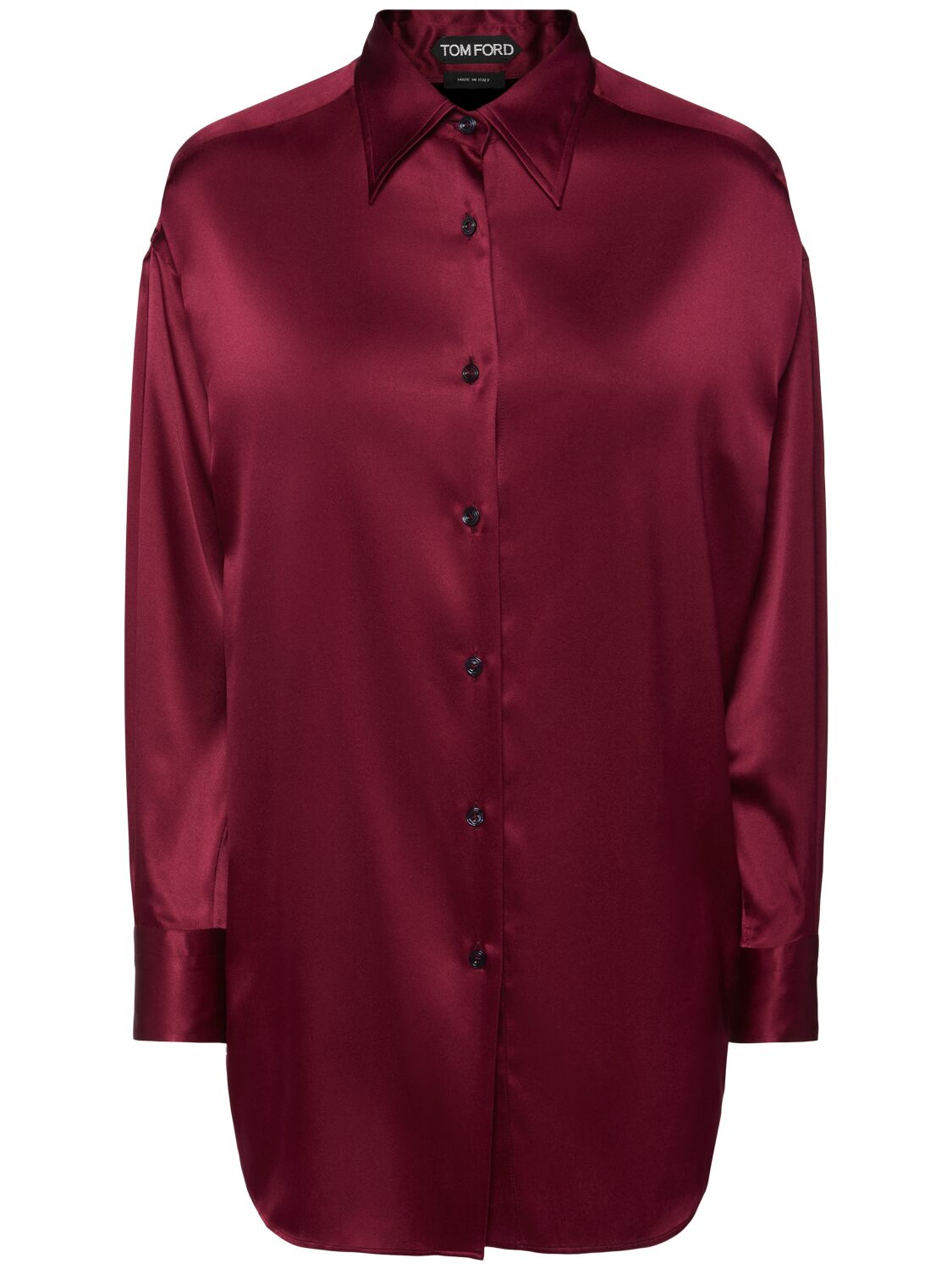 Stretch Silk Satin Relaxed Fit Shirt