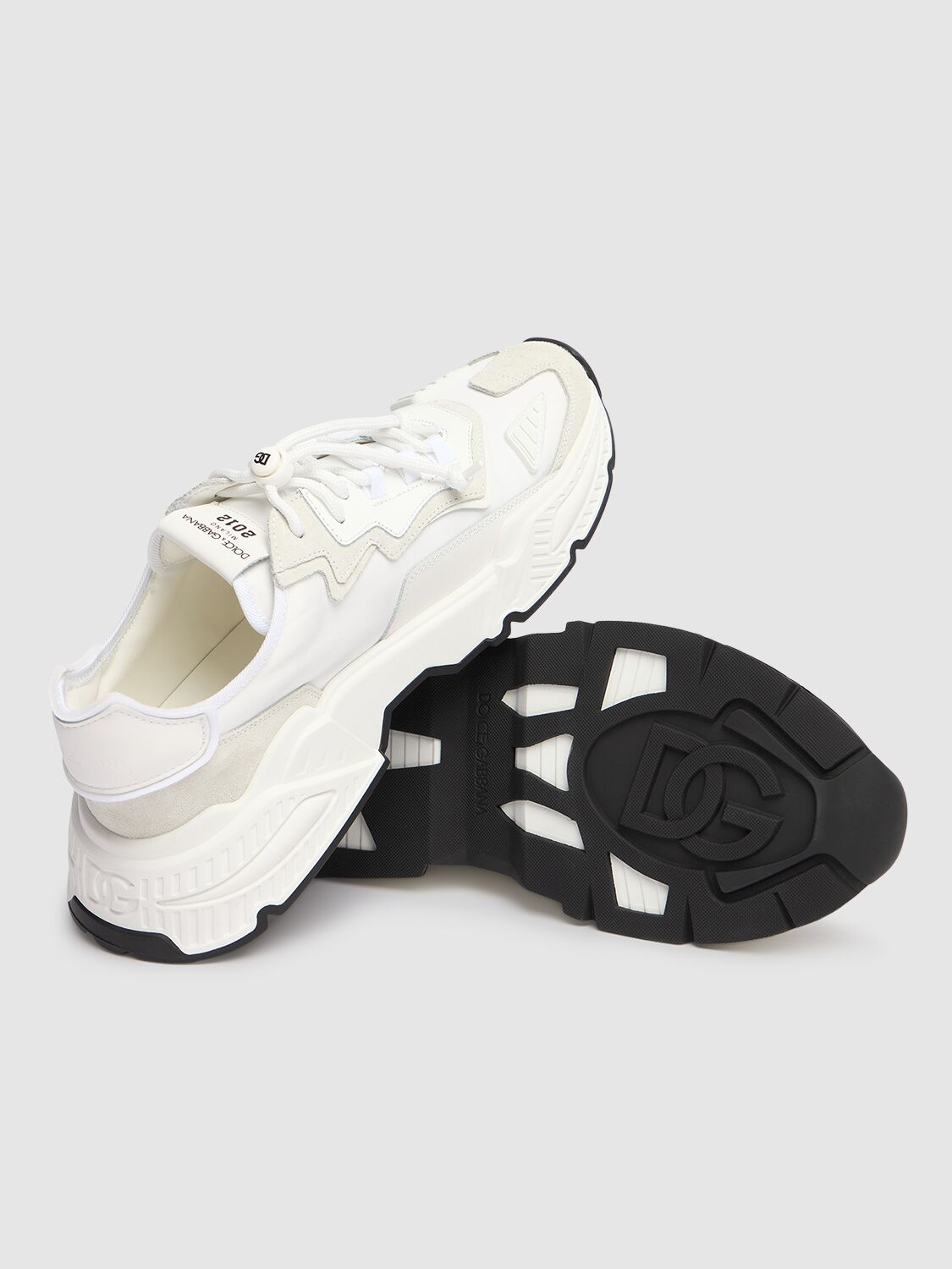 Dolce & Gabbana Woman Multicolor Fabric And Leather Daymaster Sneakers In White/black