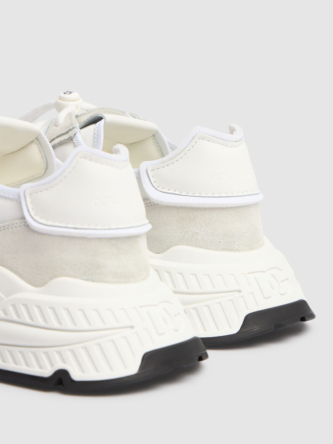Dolce & Gabbana Woman Multicolor Fabric And Leather Daymaster Sneakers In White/black