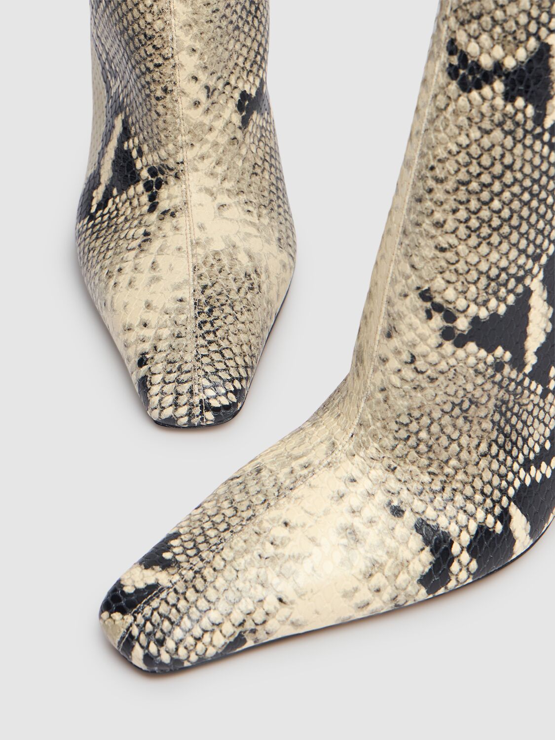 Paris Texas 100mm Belle Snake Print Leather Boots In Naturale