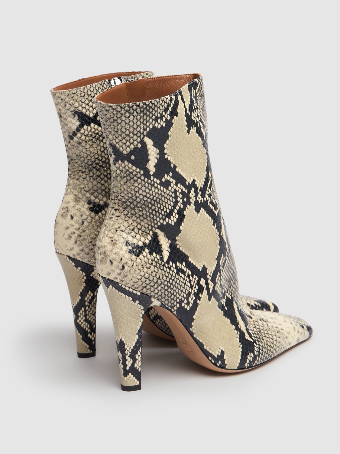 Paris Texas 100mm Belle Snake Print Leather Boots In Naturale