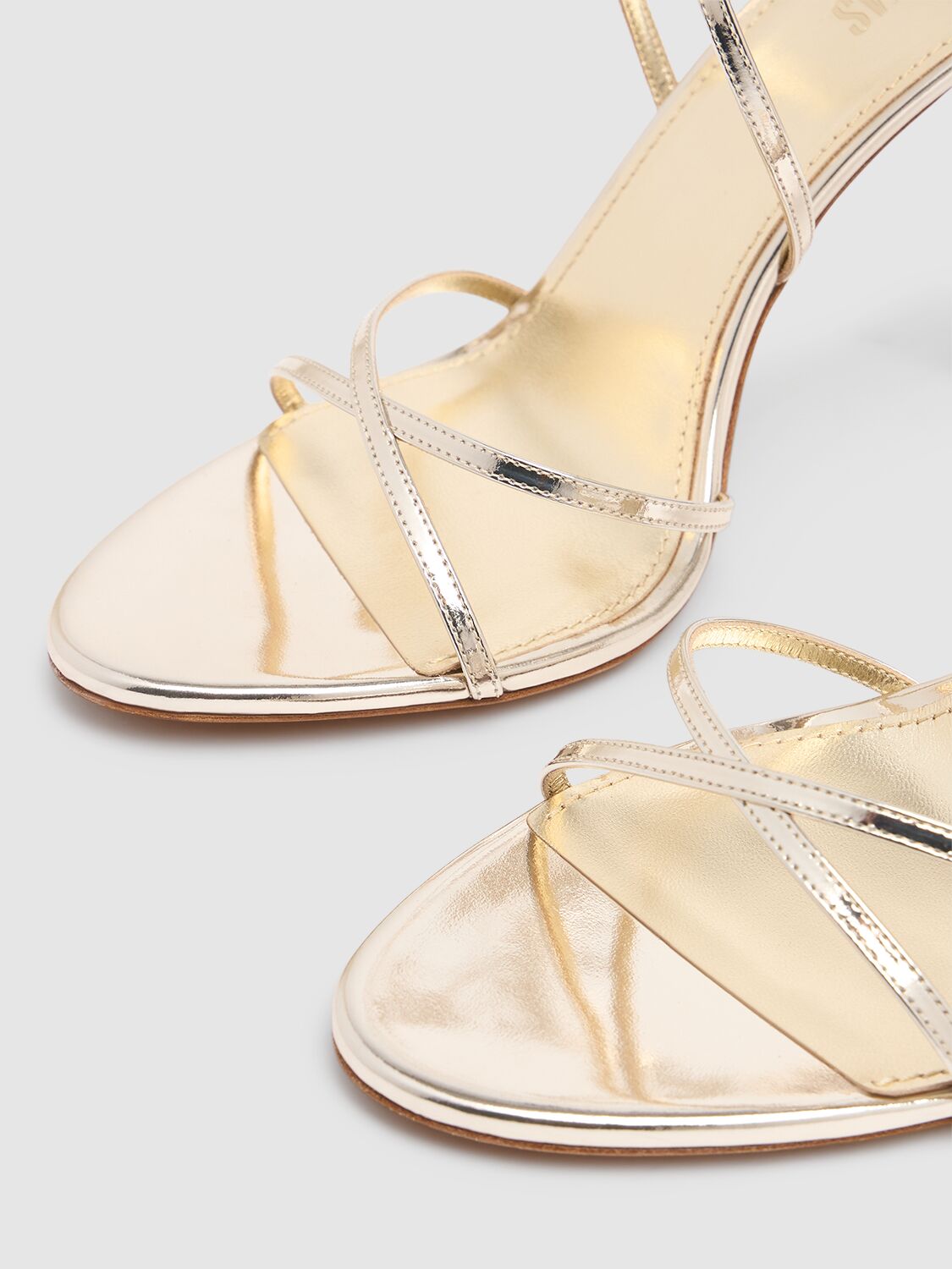 Paris Texas 105mm Liz Mirror Leather Lace Up Sandals In Gold