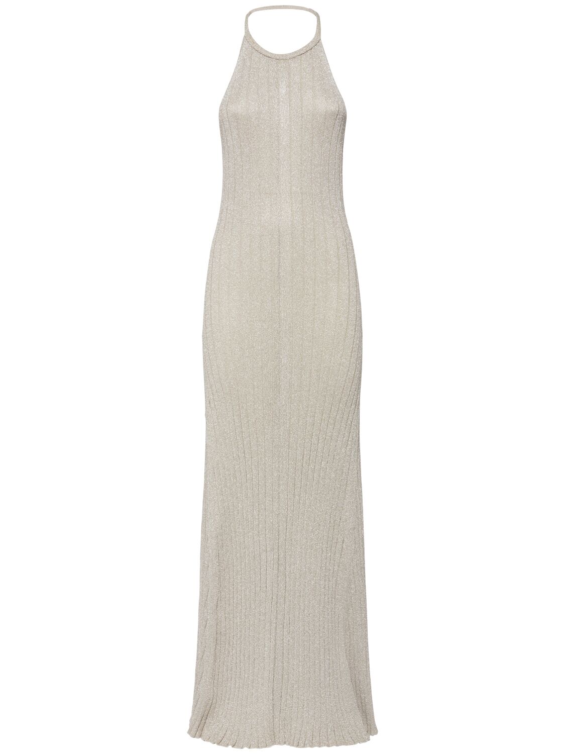 Lurex Rib Halter Neck Long Dress