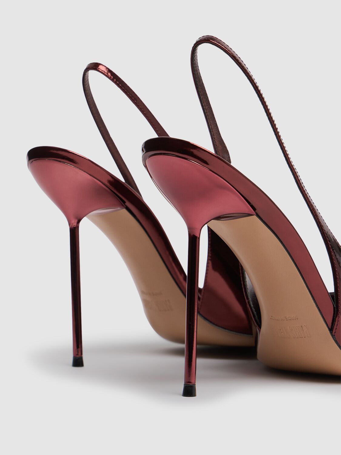 Shop Paris Texas 105mm Lidia Mirror Leather Slingbacks In Burgundy