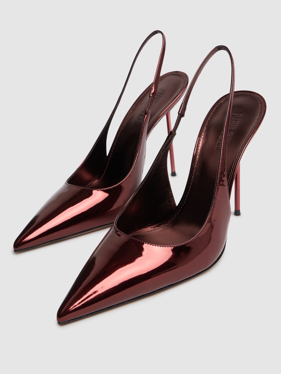Shop Paris Texas 105mm Lidia Mirror Leather Slingbacks In Burgundy