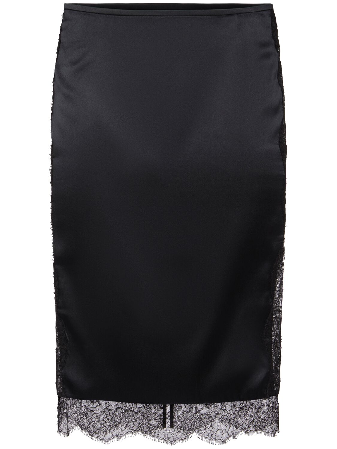 Stretch Crepe Satin Midi Skirt