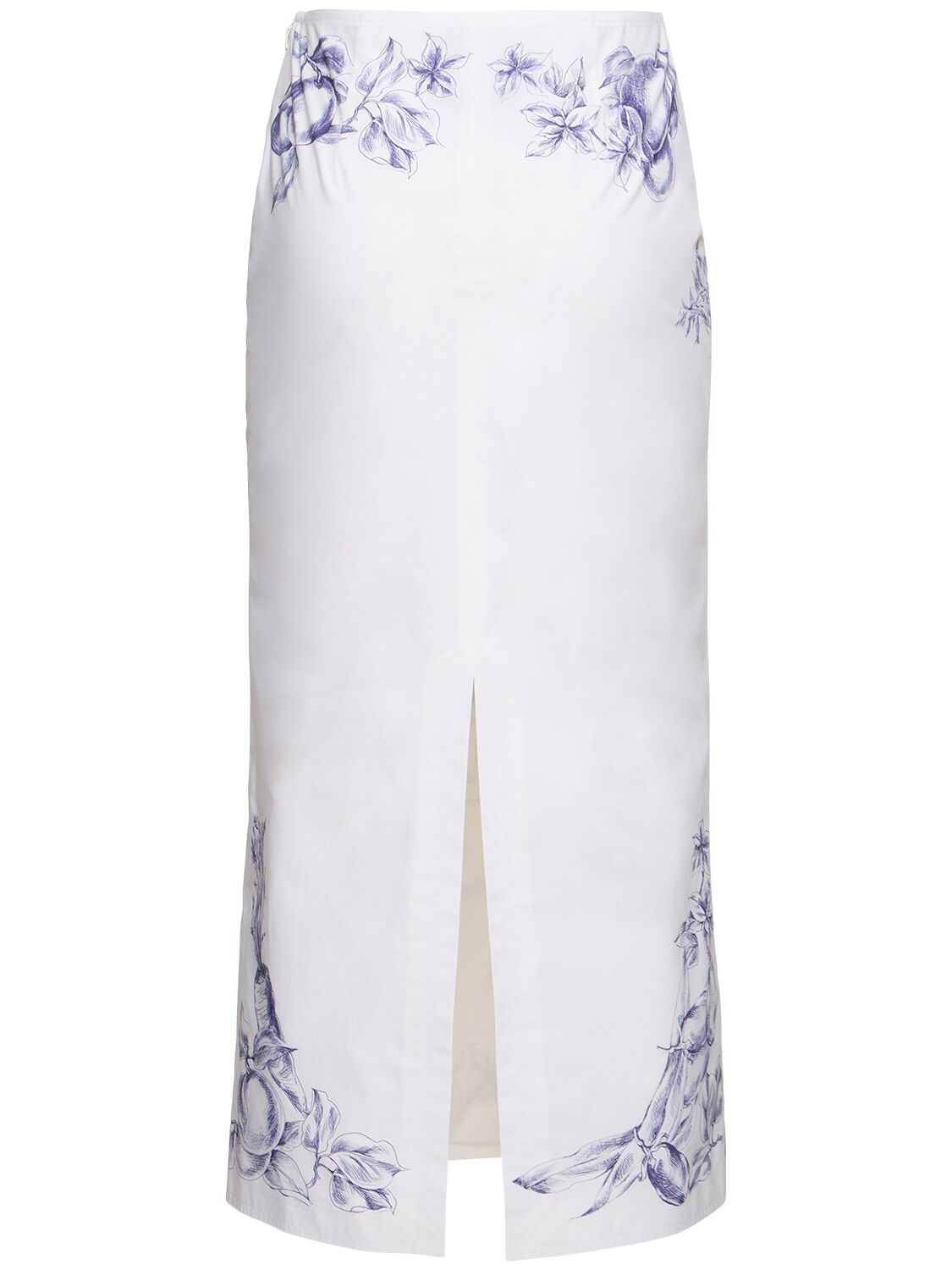 Moschino Maxi Skirt With Whimsical Floral Character Illustration In White/multi