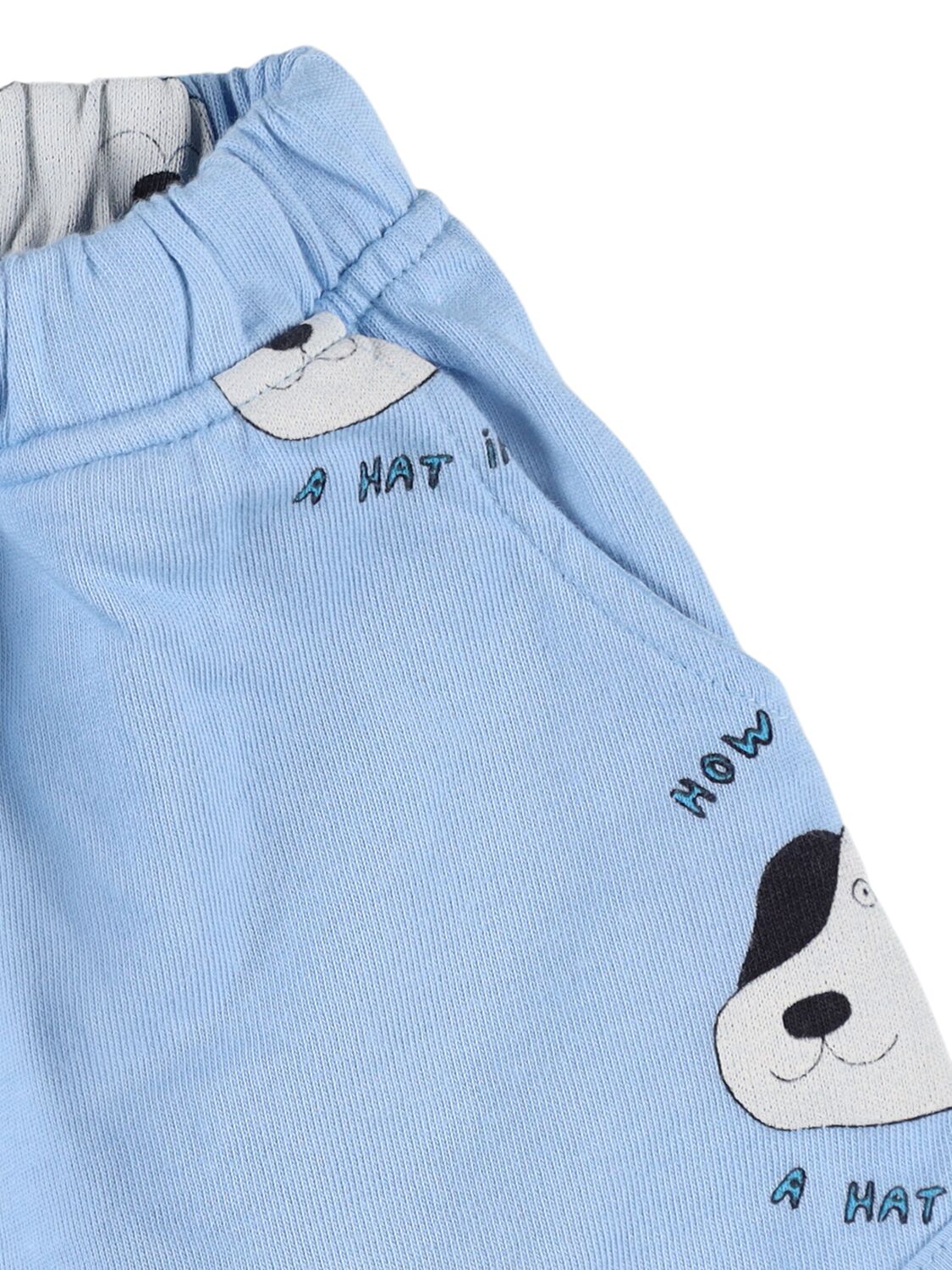 The Campamento Printed Cotton Sweat Shorts In Light Blue