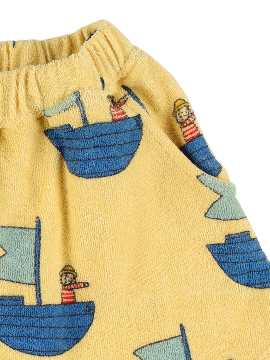 The Campamento Printed Cotton French Terry Sweat Shorts In Yellow