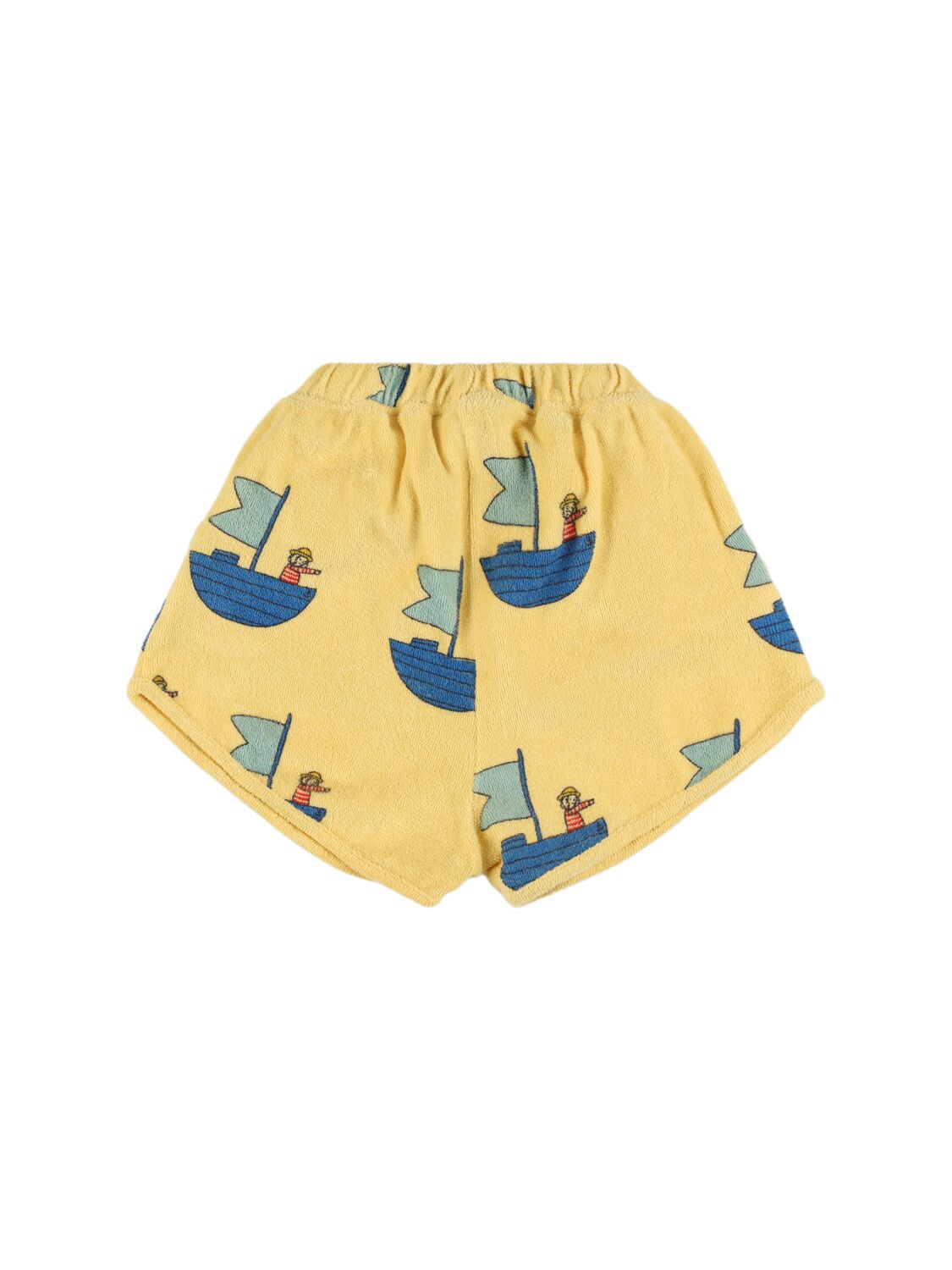 The Campamento Printed Cotton French Terry Sweat Shorts In Yellow