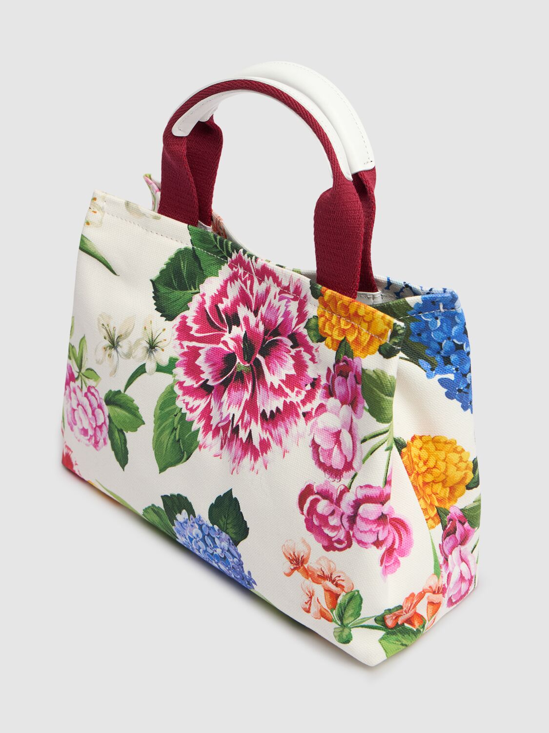 Dolce & Gabbana Printed Cotton & Leather Top Handle Bag In Multicolor