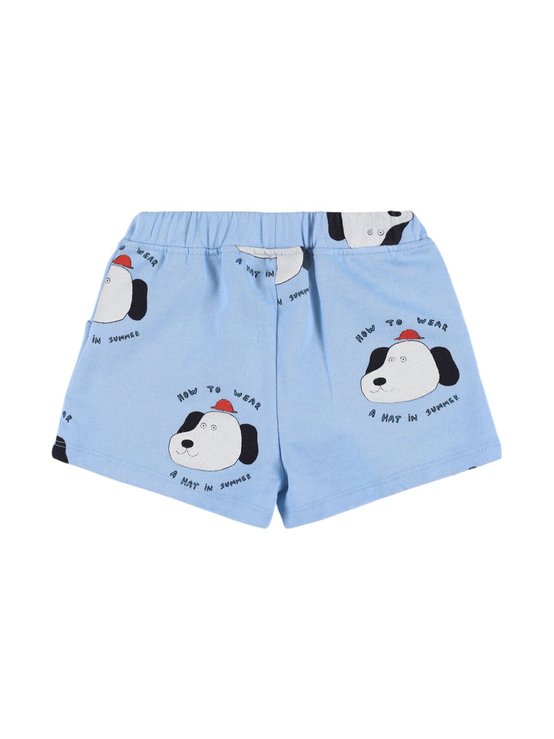 The Campamento Printed Cotton Sweat Shorts In Light Blue