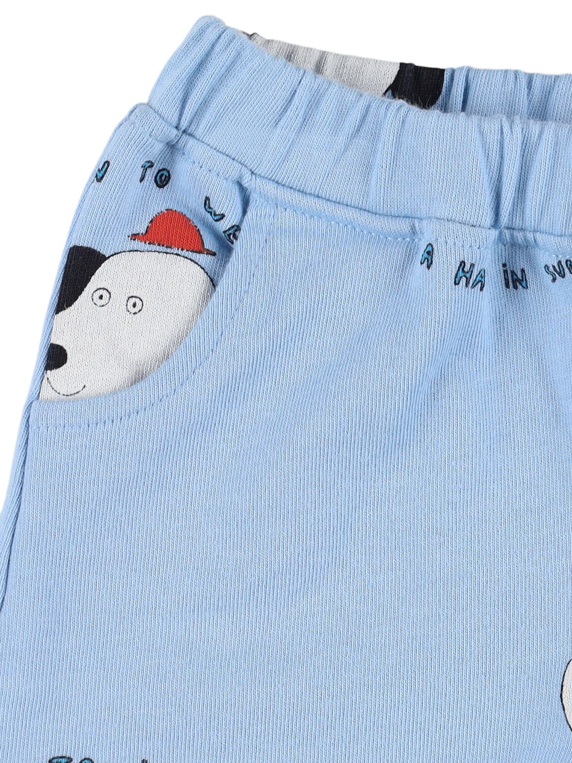 The Campamento Printed Cotton Sweat Shorts In Light Blue