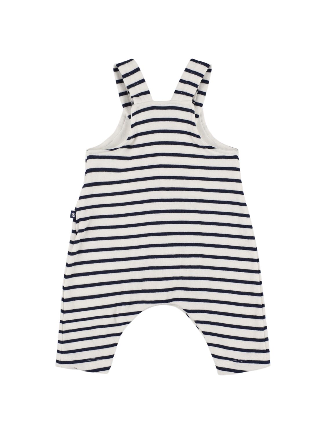 Petit Bateau Printed Cotton Jersey T-shirt & Overalls In White/blue
