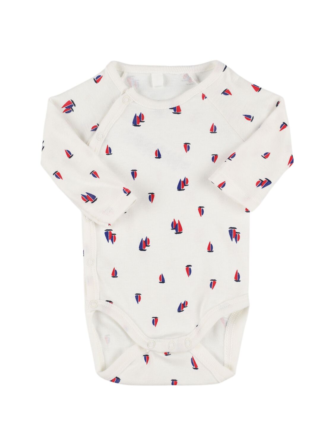 Petit Bateau Printed Cotton Jersey T-shirt & Overalls In White/blue