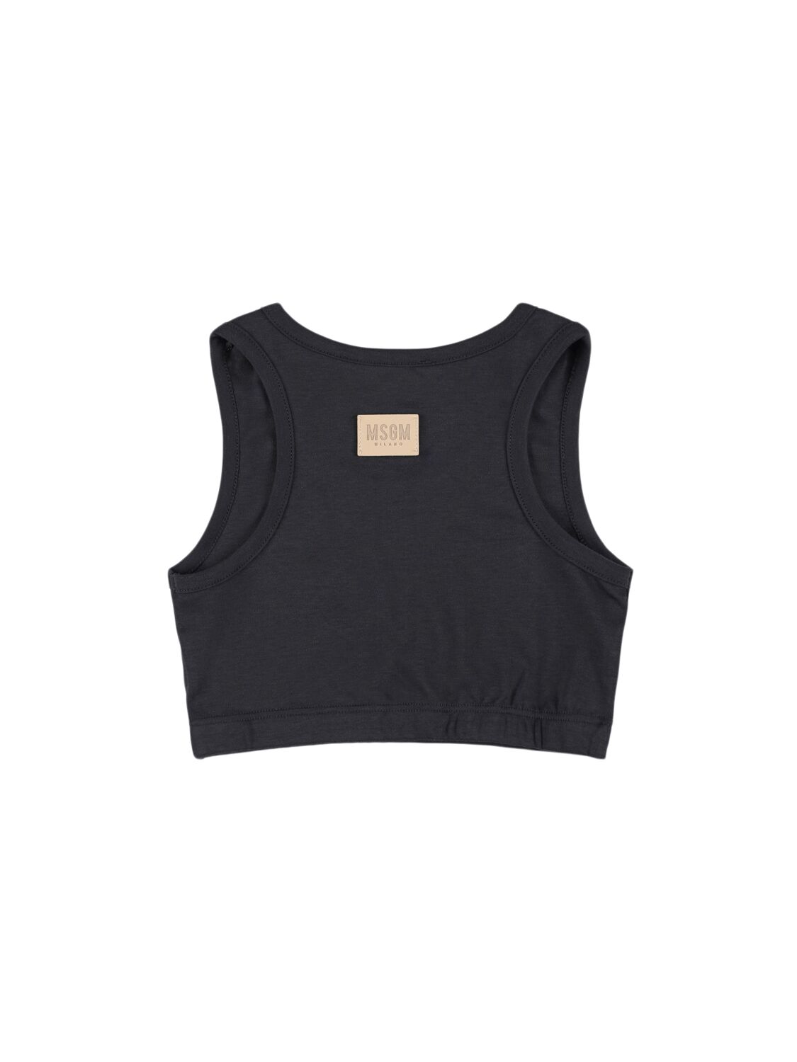 Msgm Printed Cotton Interlock Tank Top In Black