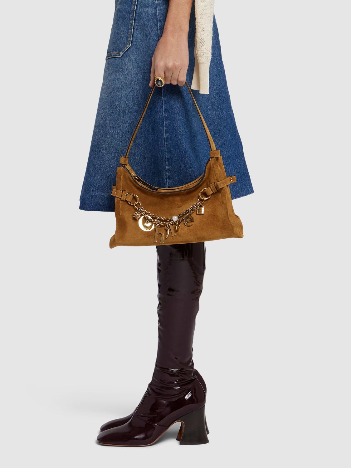 Chloé Charms Suede Shoulder Bag