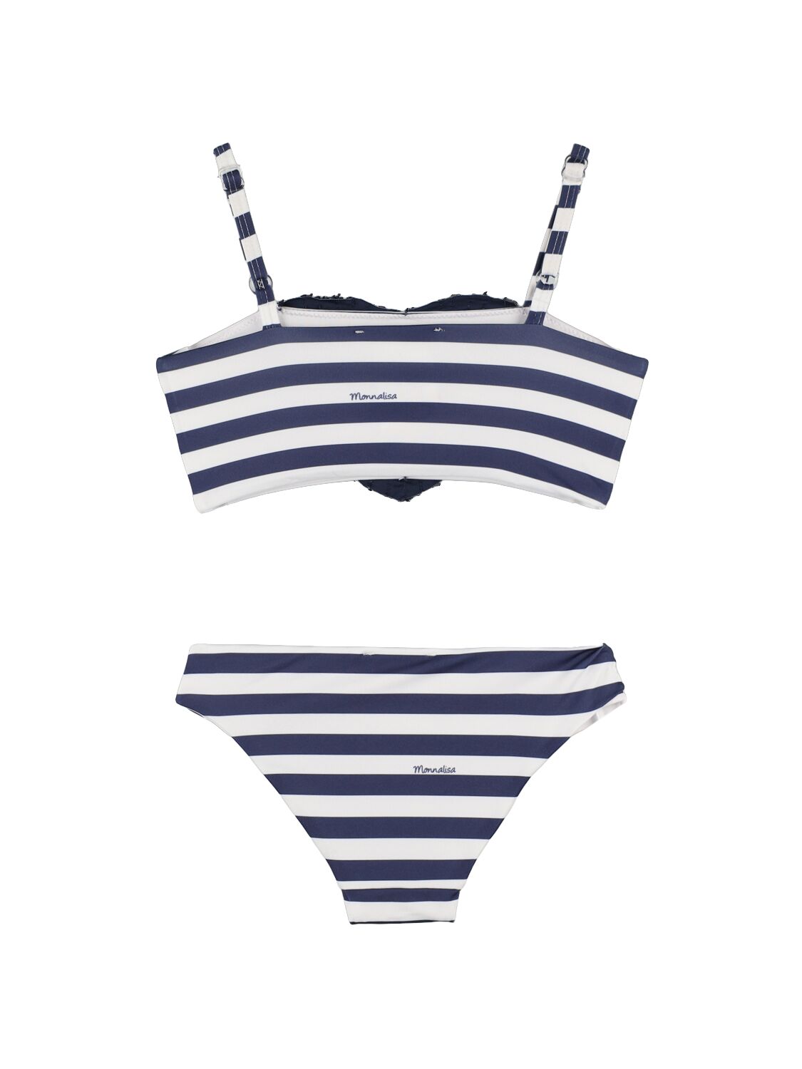 Shop Monnalisa Striped Poly Blend Bikini In White/blue