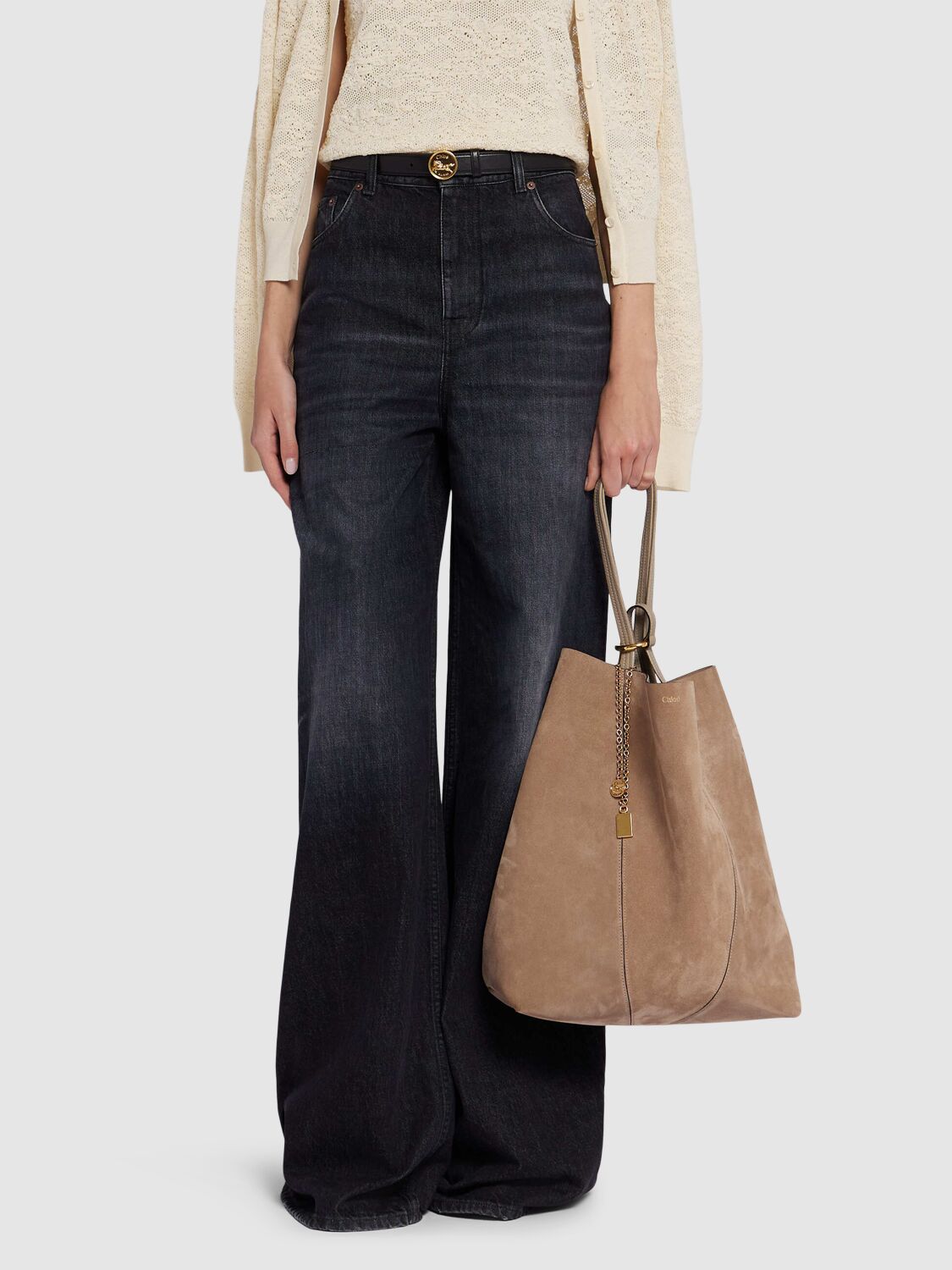 Chloé Large Spin Suede Tote Bag