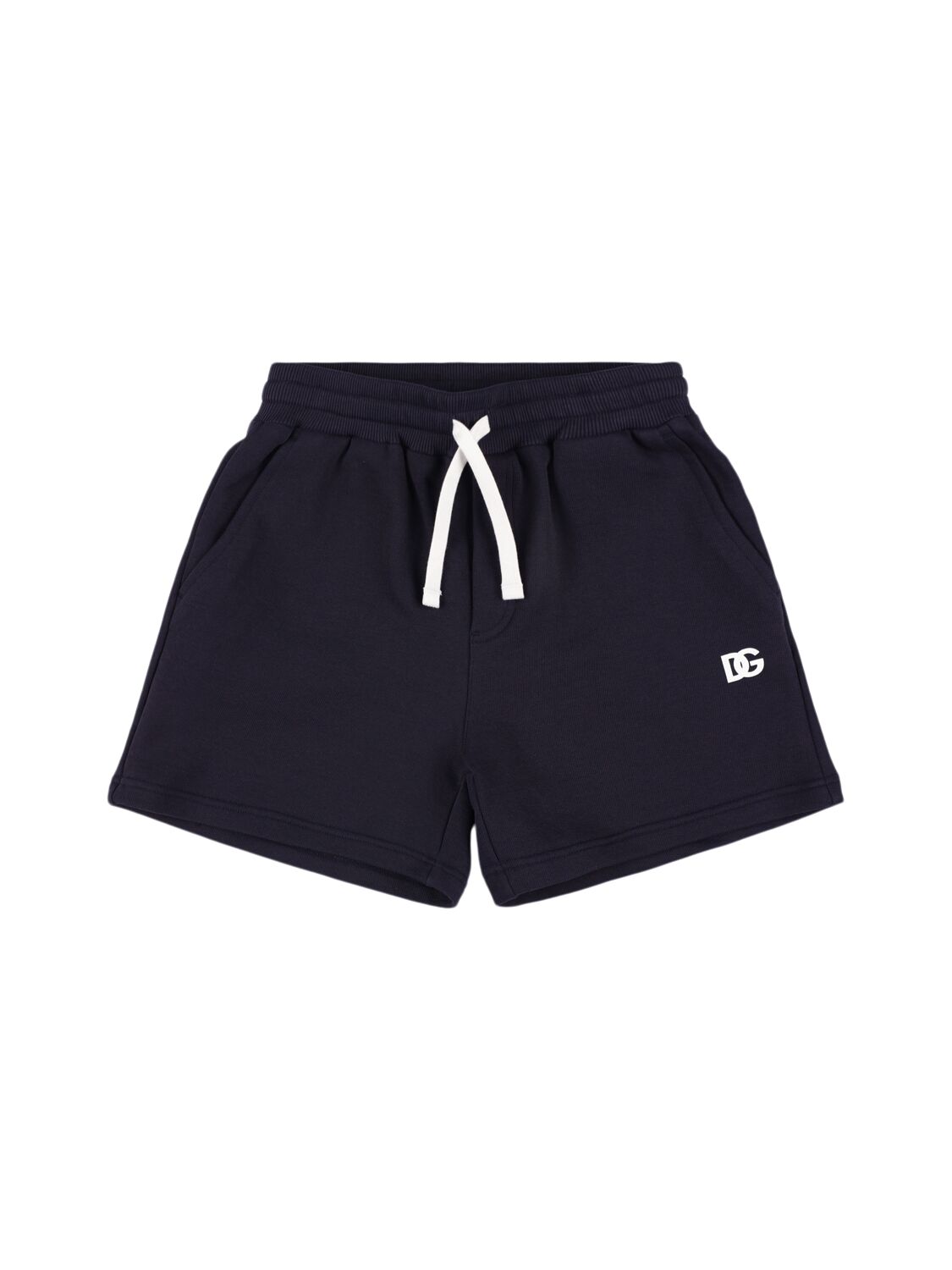 Dolce & Gabbana Cotton Sweat Shorts W/logo In Dark Blue