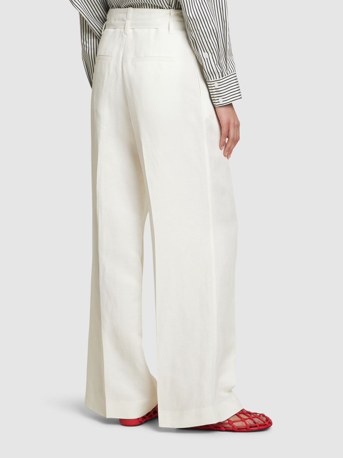 Proenza Schouler Jules Linen Blend Wide Pants In Off White