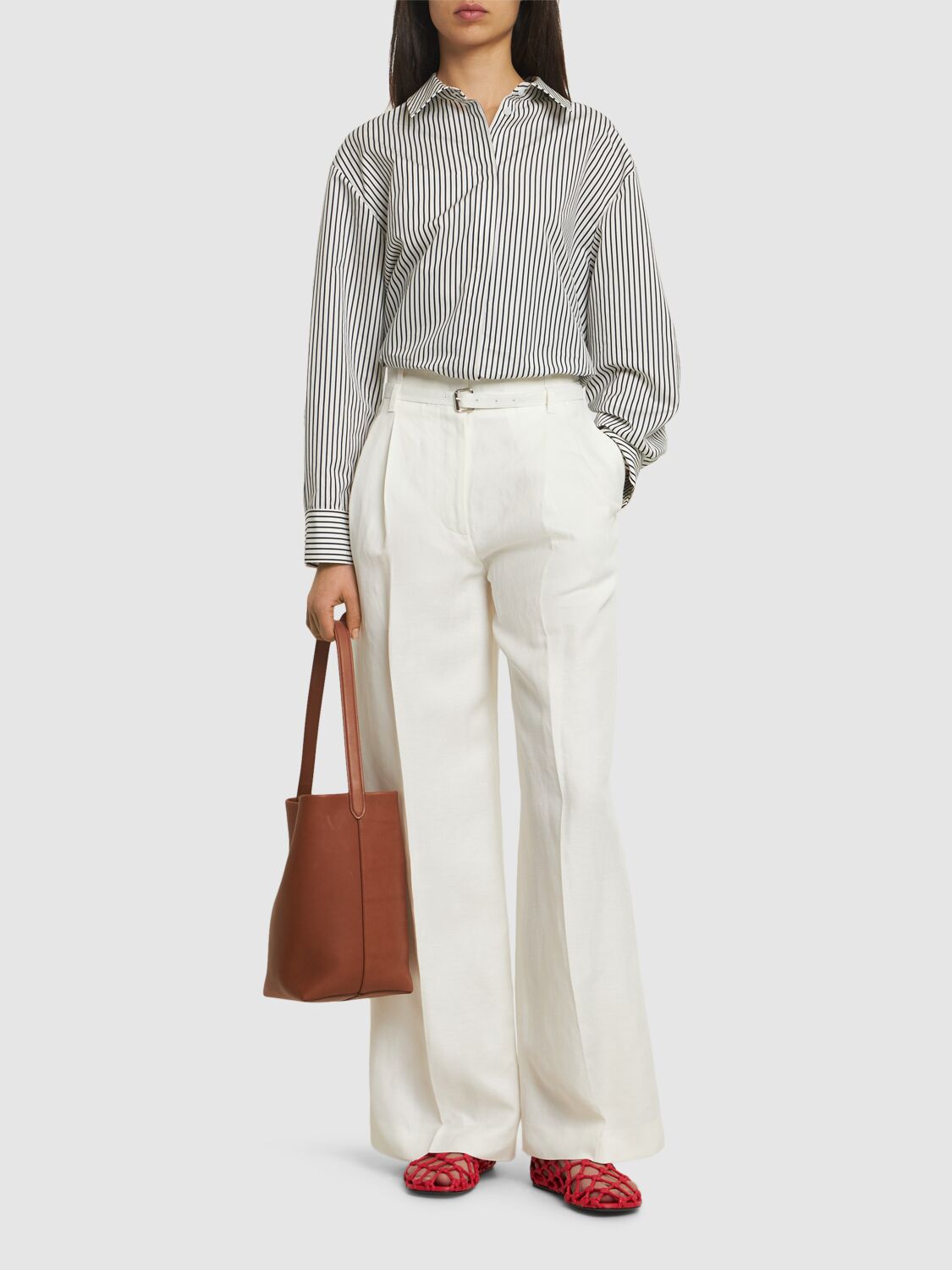 Proenza Schouler Jules Linen Blend Wide Pants In Off White