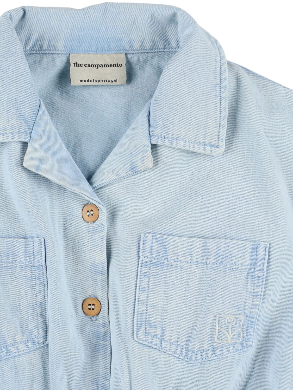 The Campamento Cotton Denim Dress In Light Blue