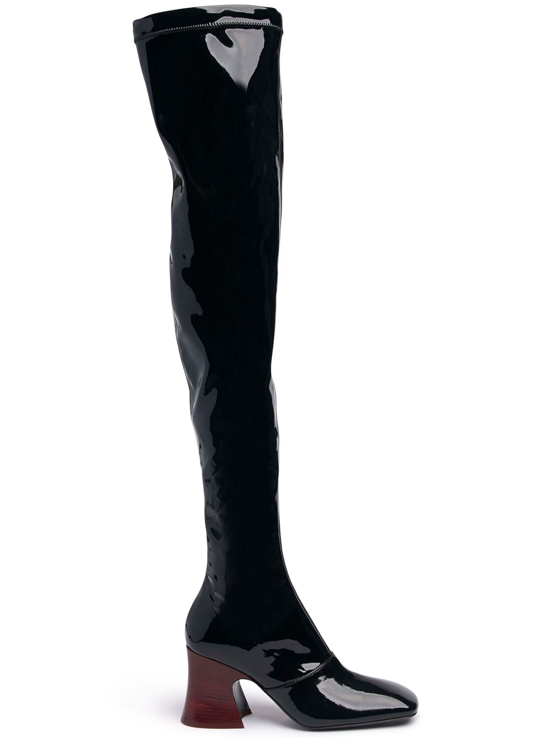 CHLOÉ 80mm Patent Leather Over The Knee Boots