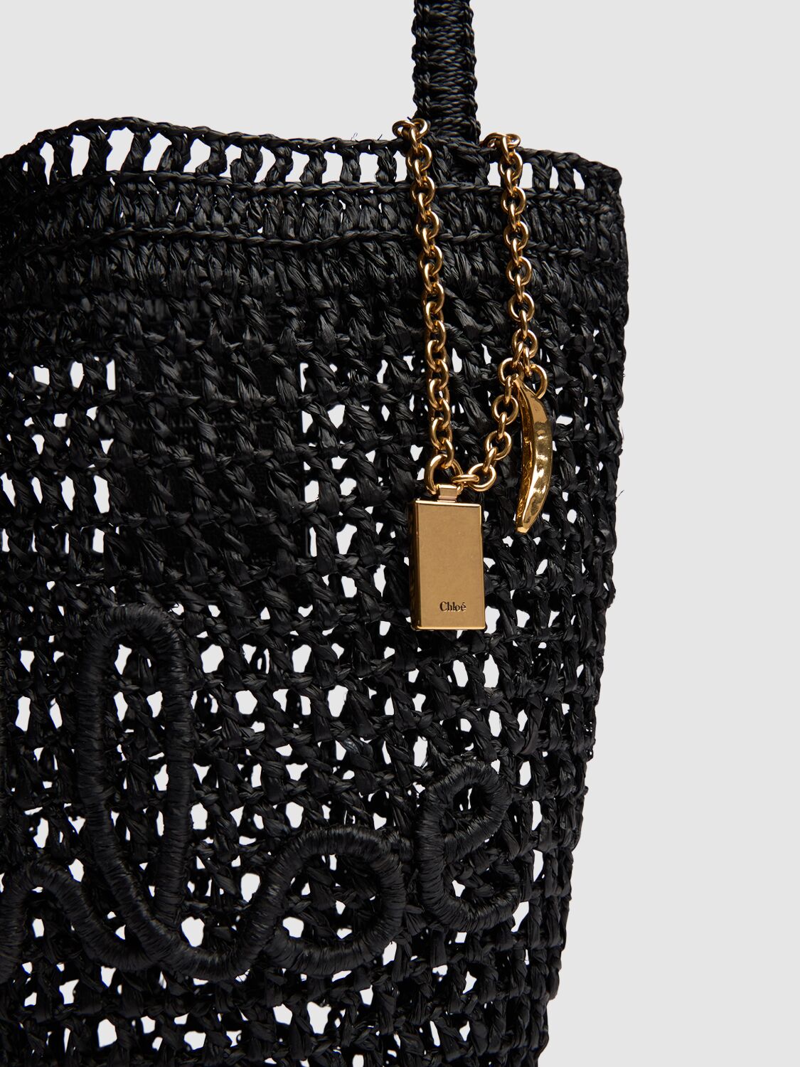 Shop Chloé Summer Banana Panier Raffia Bag