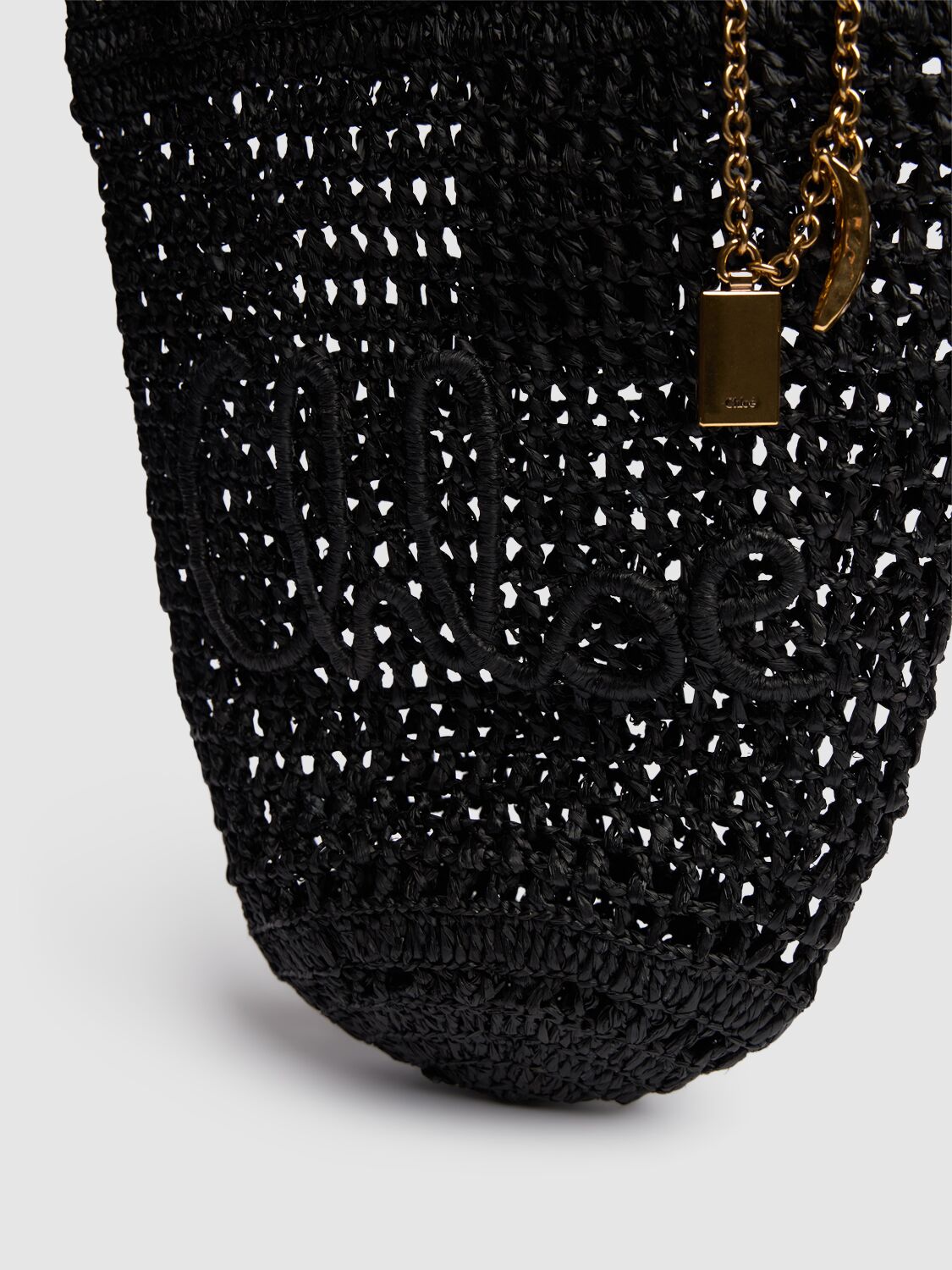Shop Chloé Summer Banana Panier Raffia Bag