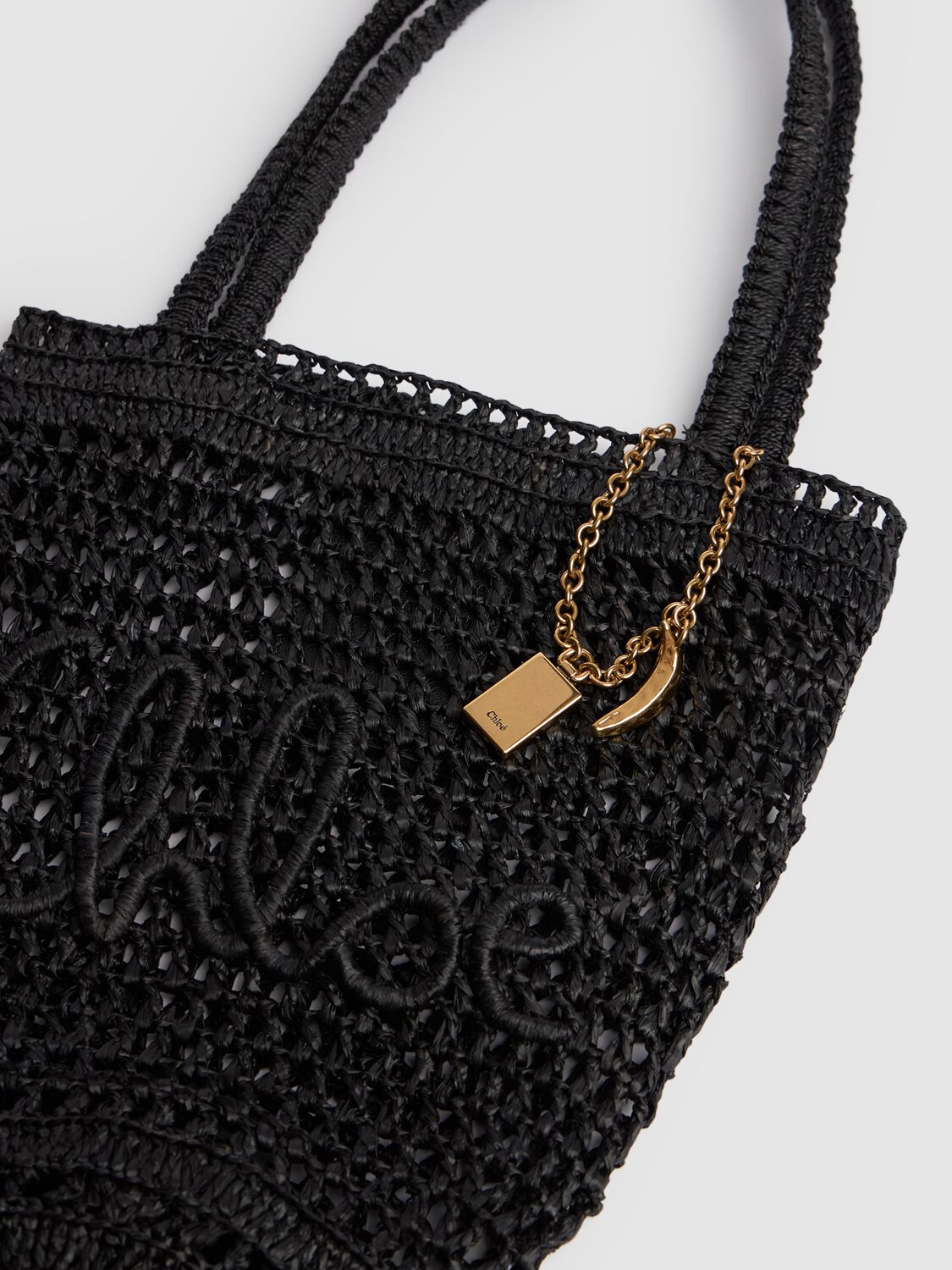 Shop Chloé Summer Banana Panier Raffia Bag