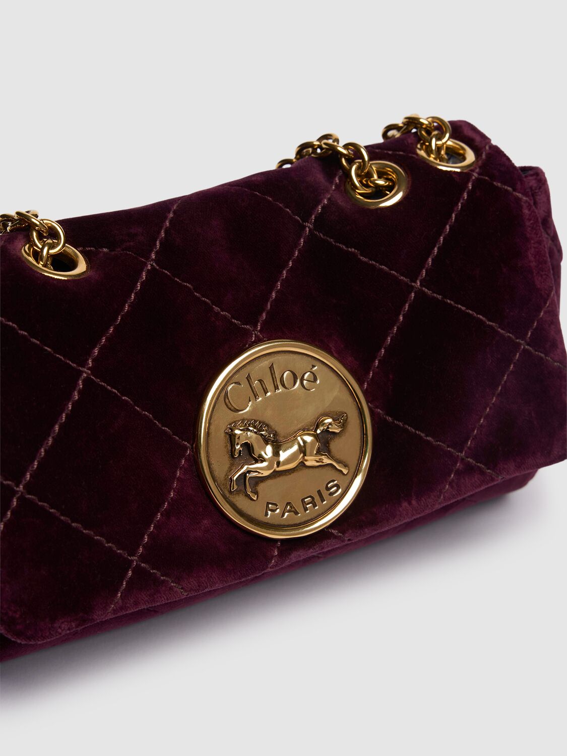 Chloé Heritage小号绗缝天鹅绒单肩包