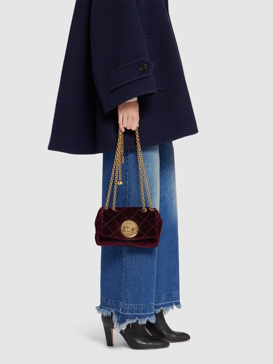 Chloé Heritage小号绗缝天鹅绒单肩包