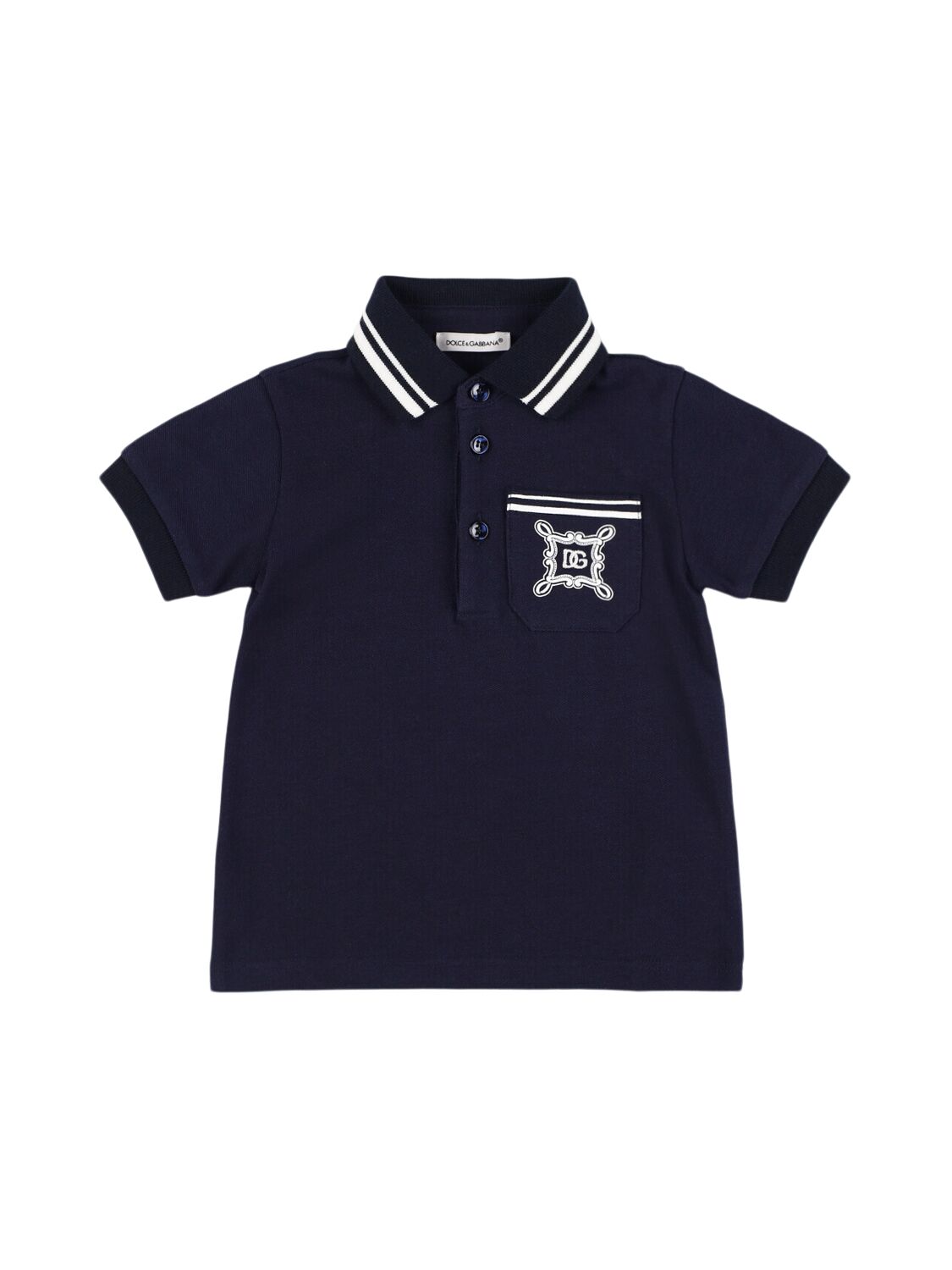 Dolce & Gabbana Cotton Piquet Polo In Dakr Blue