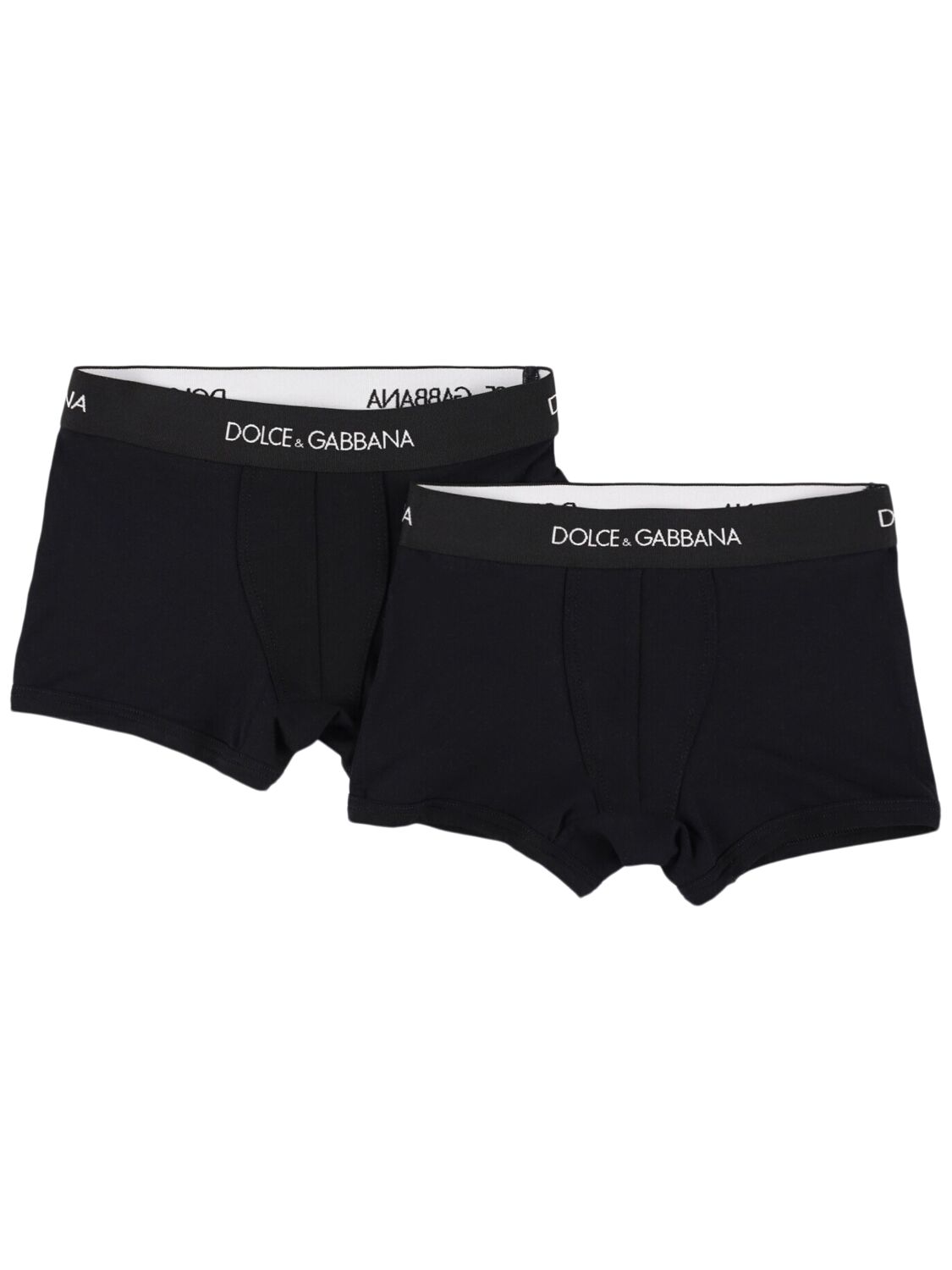 Dolce & Gabbana Set Of 2 Logo Cotton Blend Boxer Briefs In Black