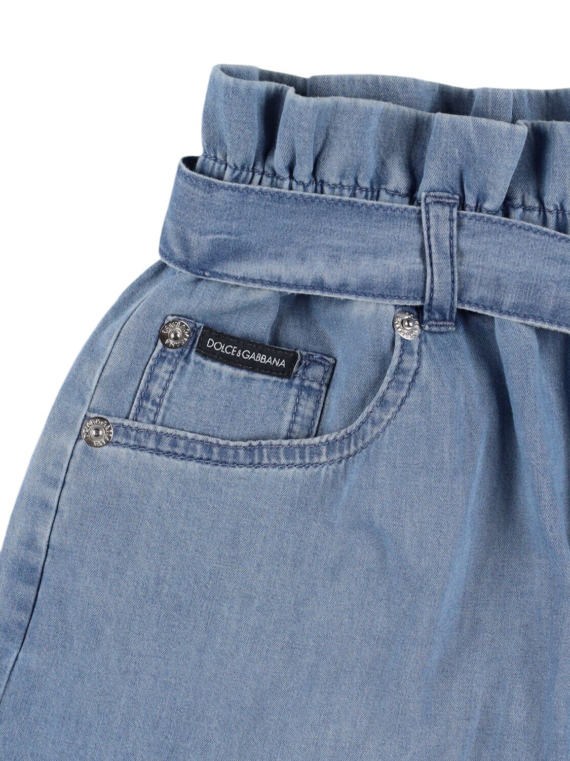 Dolce & Gabbana Cotton Chambray Shorts In Blue