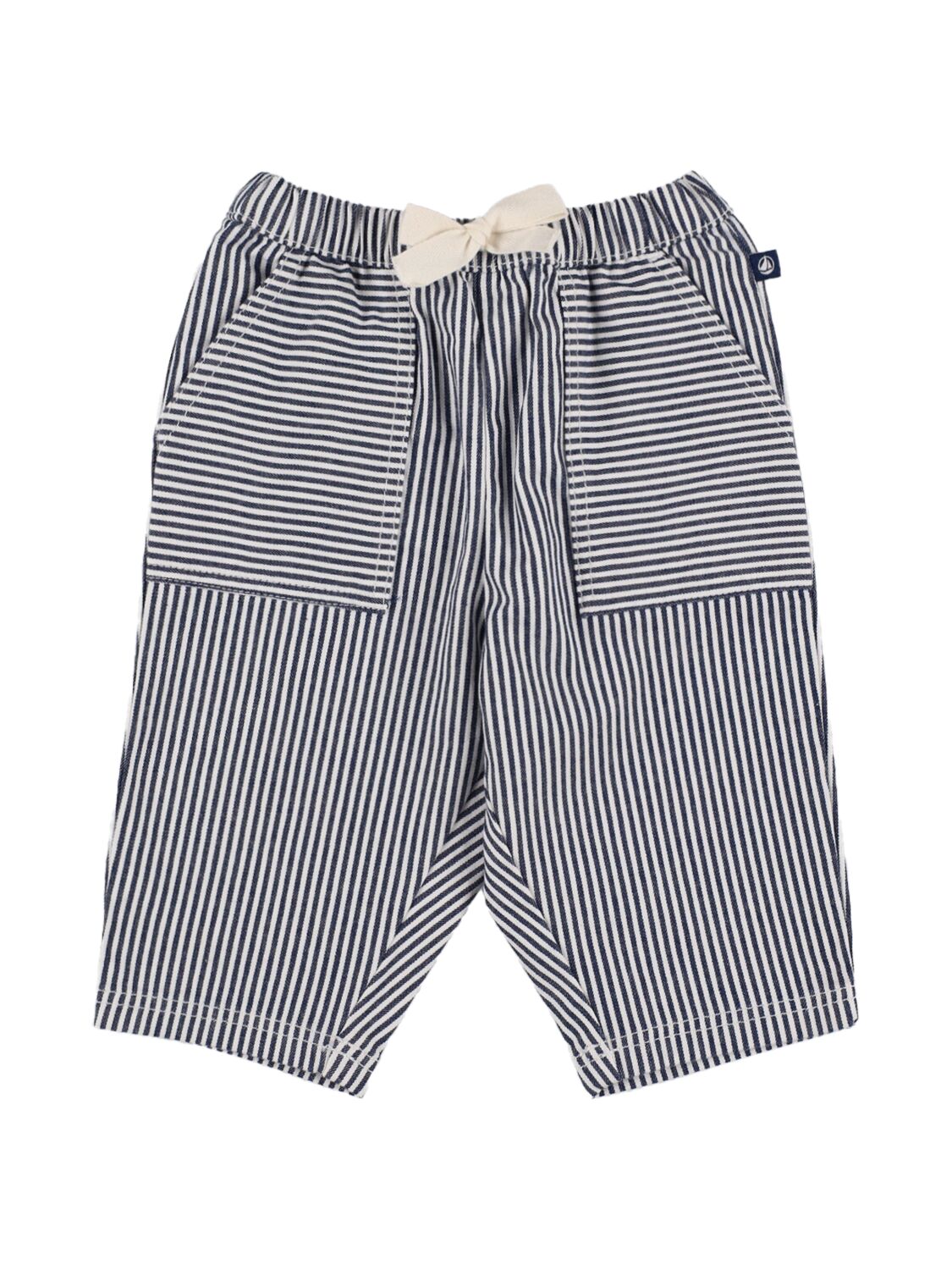 Petit Bateau Striped Cotton Blend Pants In Blue